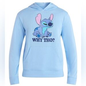 Lilo & Stitch Hoodie Kids Women’s Men's  “Why Tho?” Blue Sweatshirt Small